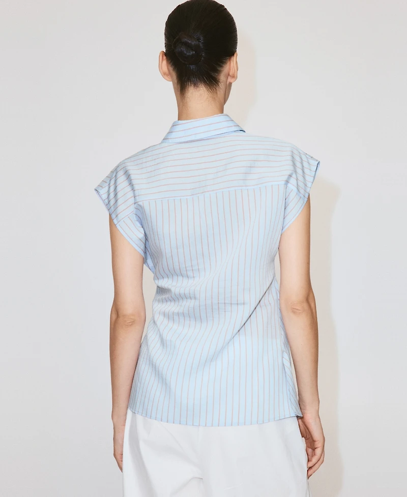Mango Women's Tie Detail Lyocell Striped Shirt