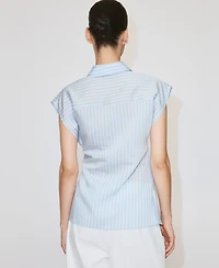 Mango Women's Tie Detail Lyocell Striped Shirt