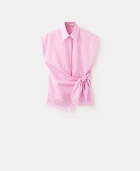 Mango Women's Striped Knotted Cotton Shirt