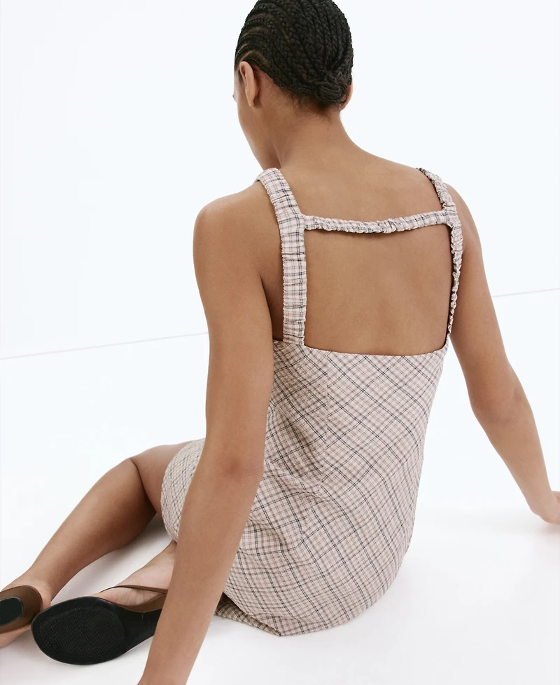Mango Women's Back Detail Checkered Dress