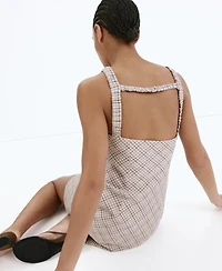 Mango Women's Back Detail Checkered Dress