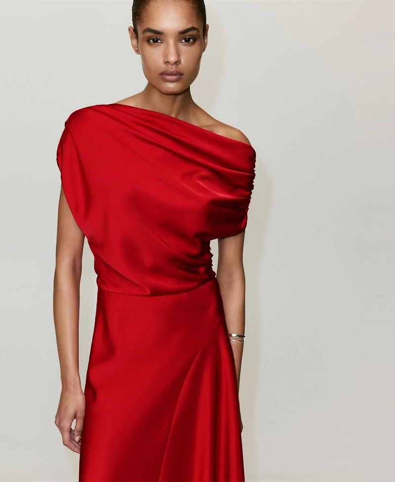 Mango Women's Asymmetrical Satin Dress