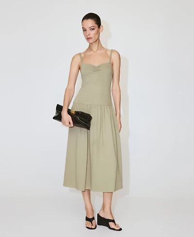 Mango Women's Ruched Neckline Full Dress