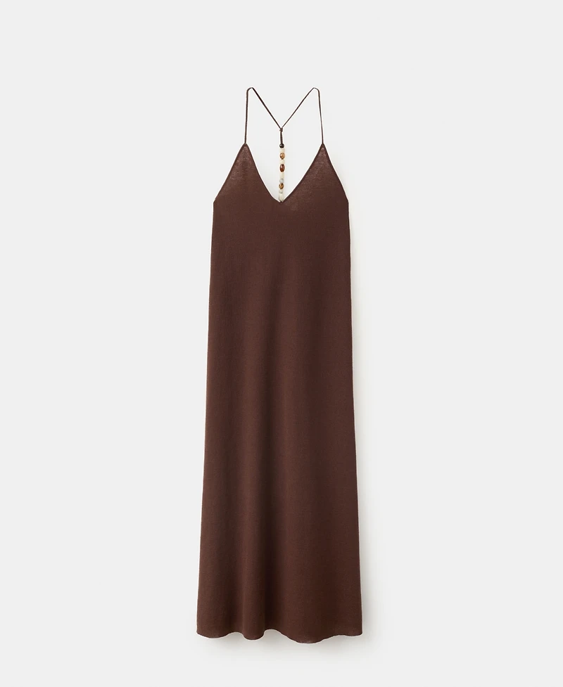 Mango Women's Beads Knit V-Neck Dress