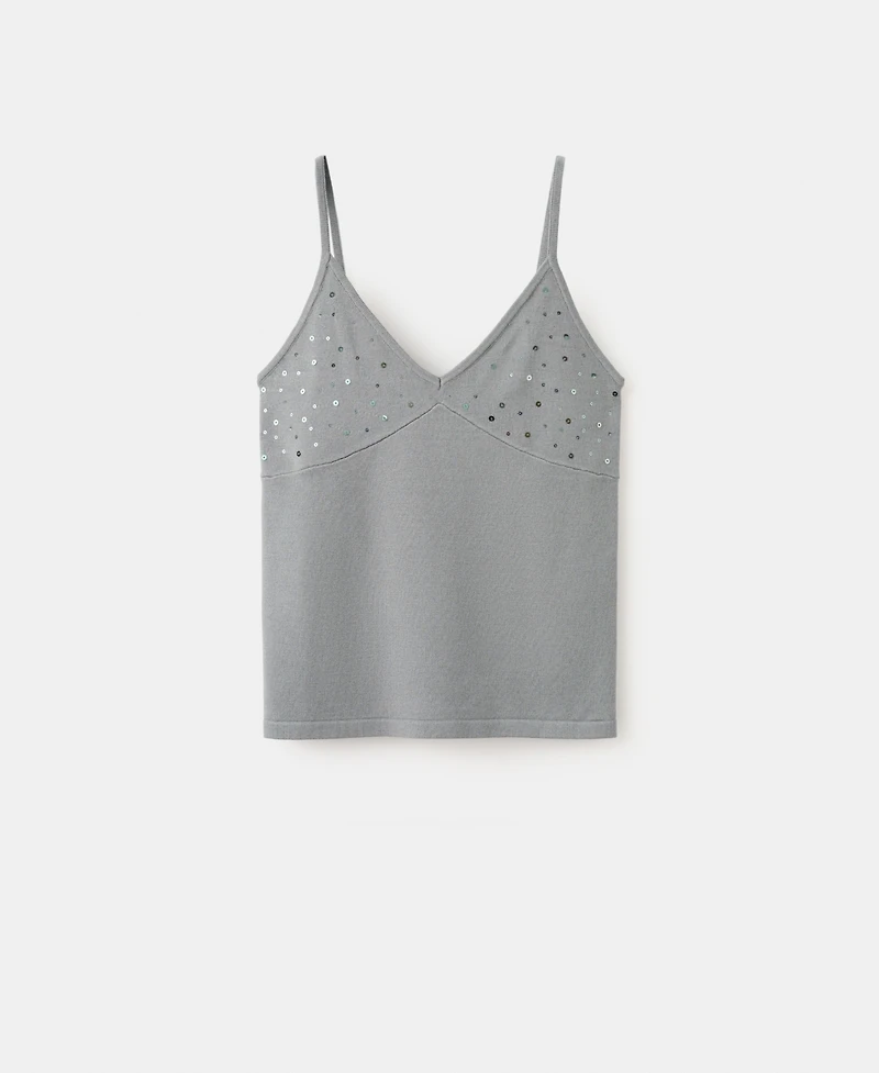 Mango Women's Thin Straps Sparkly Top