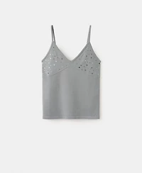 Mango Women's Thin Straps Sparkly Top