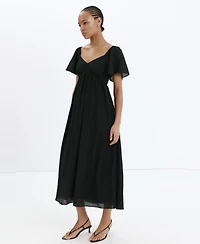 Mango Women's Gathered Detail Textured Dress