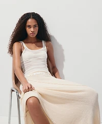 Mango Women's Wavy Stitching Detail Knit Skirt