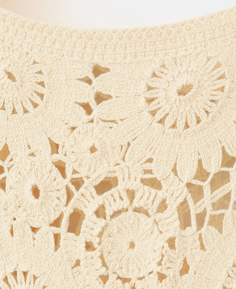Mango Women's Lace Pattern Floral Knitted Top