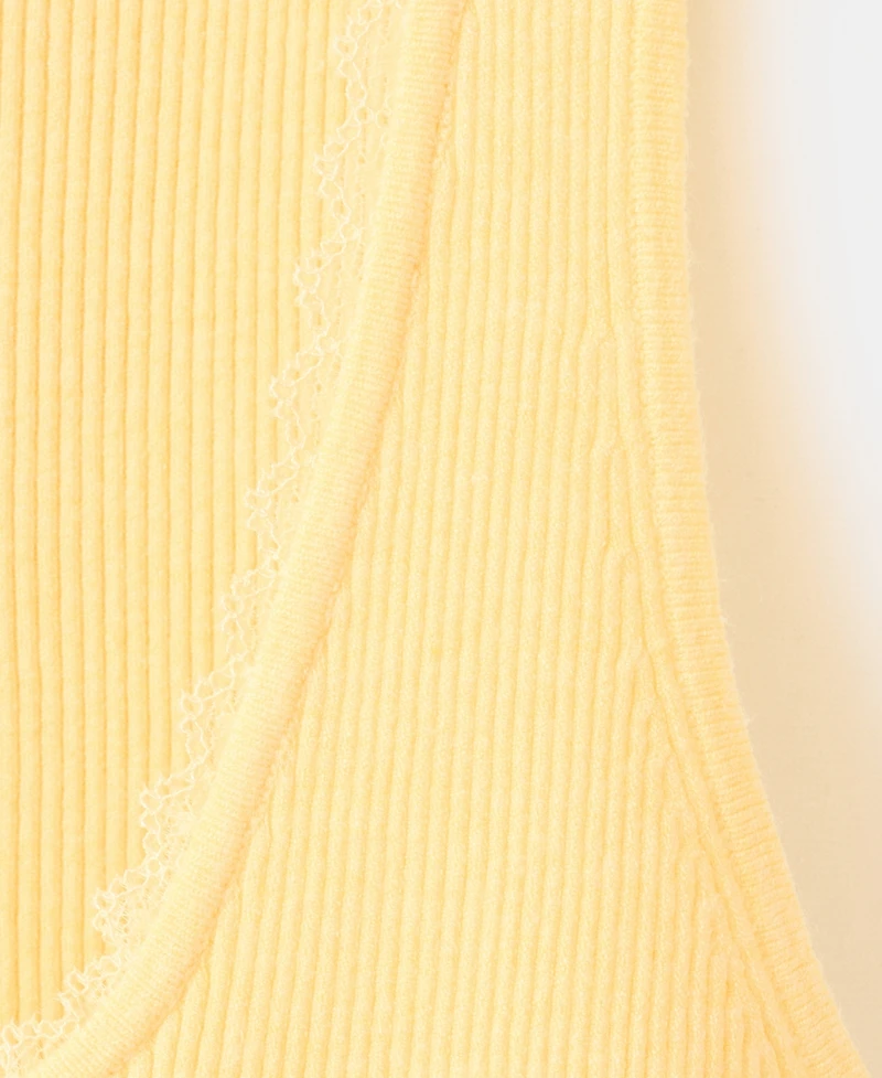 Mango Women's Lace Detail Ribbed Top