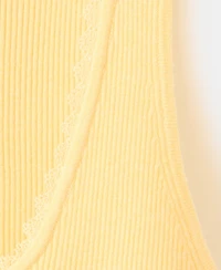 Mango Women's Lace Detail Ribbed Top