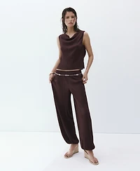 Mango Women's Bead Detail At The Back Textured Top