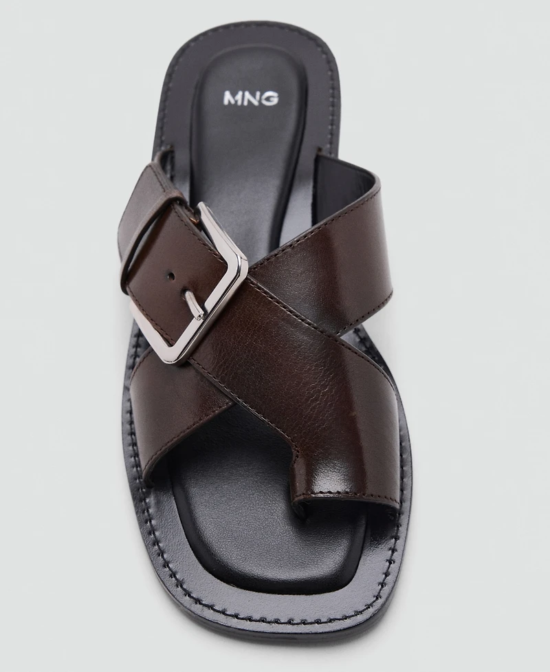 Mango Women's Crossed Straps Leather Sandals