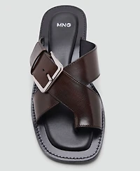 Mango Women's Crossed Straps Leather Sandals