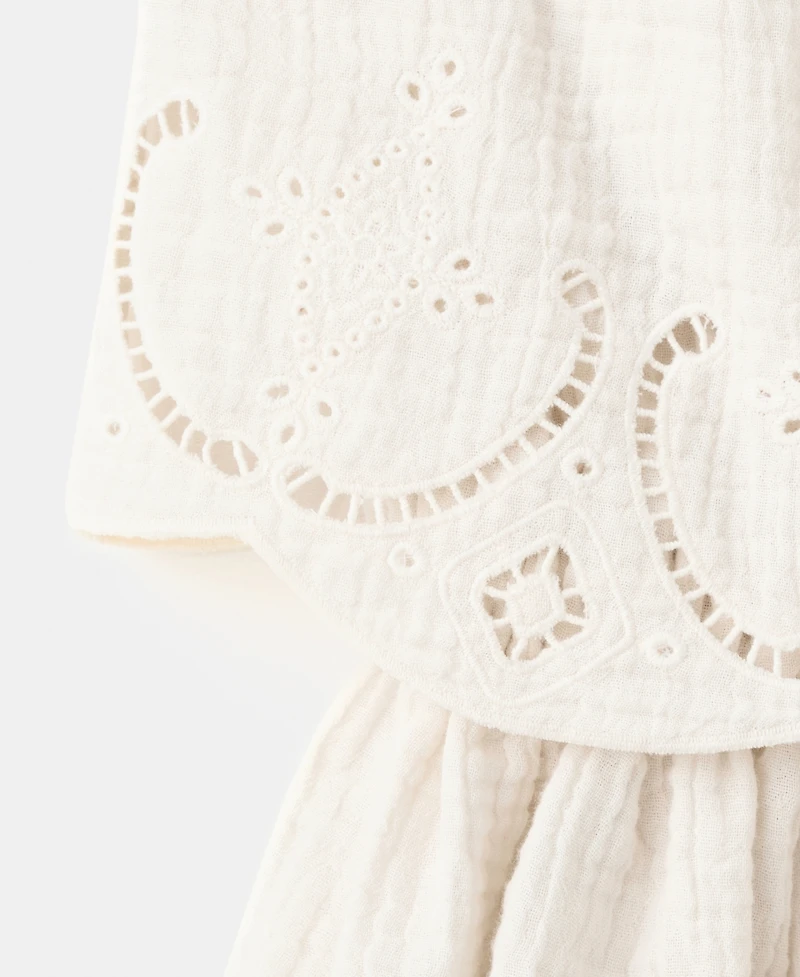 Mango Women's Embroidered Details Crinkled Top