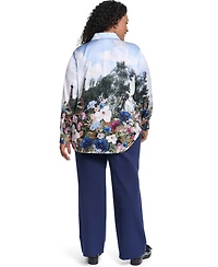Karl Lagerfeld Paris Plus City Scene Collared Button-Front Top