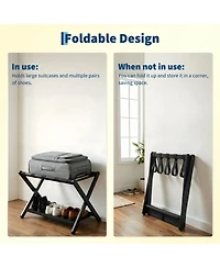 2 Tier Bamboo Shelf, 20 Inch Standing Storage Rack with 150 Lb Capacity for Bedroom, Guest Room, Hotel