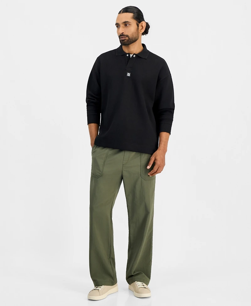 Hugo by Boss Men's Dabins Long-Sleeve Textured Interlock Fabric Polo