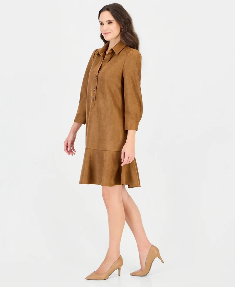 Robbie Bee Petite Faux-Leather Shift Dress