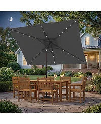 Sonkuki Enhance Your Outdoor Oasis with 10x6.5Feet Led Rectangular Patio Umbrella - Stylish, Durable, and Sun-Protective!