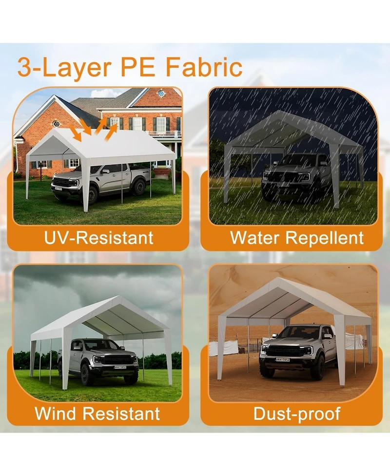 gaomon 10x20feet Heavy Duty Carport Canopy - Portable Garage with Uv Resistant and Waterproof Roof, Tarp Shelter for Cars, Trucks