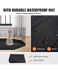 Vevor Dog Playpen 8 Panels Foldable Metal Dog Exercise Pen with Bottom Pad 24" H
