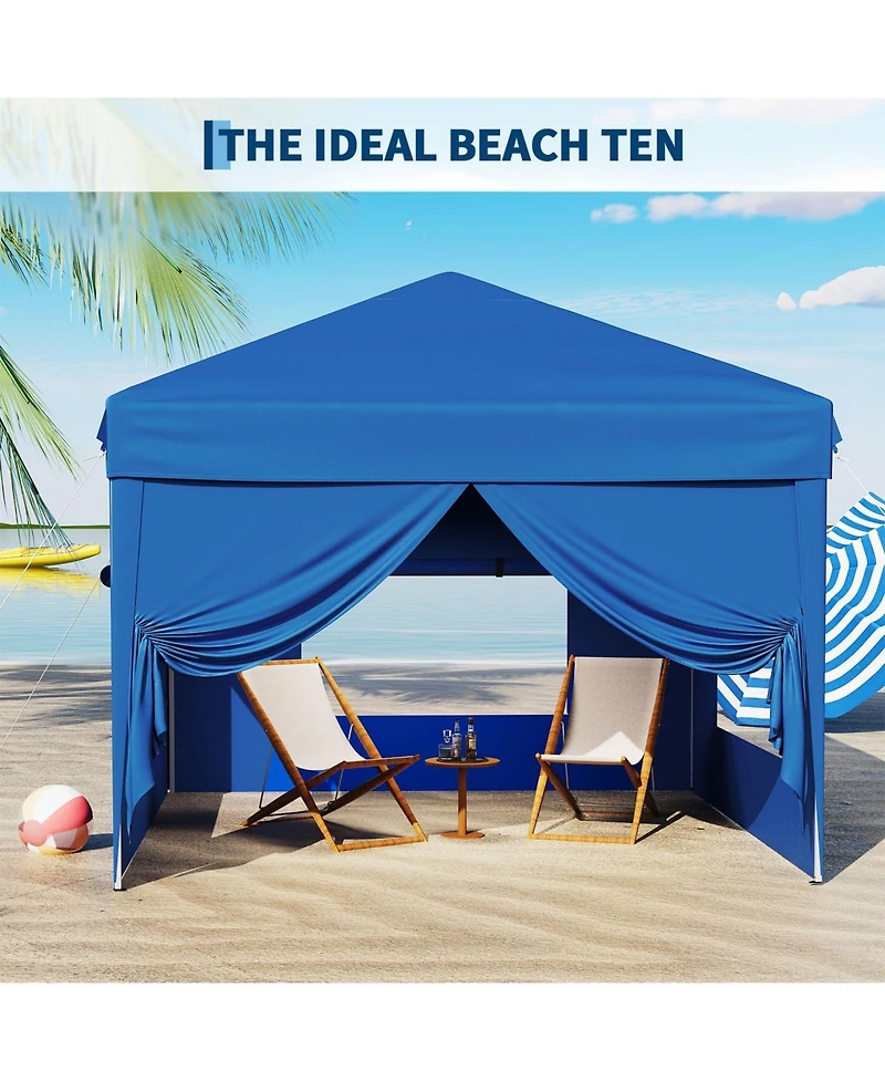 gaomon Pop Up Canopy Tent 10x10ft with 4 Removable Sidewalls - Outdoor Sun Shade Gazebo - 3 Adjustable Heights Great for Backyard, Camping, Parties