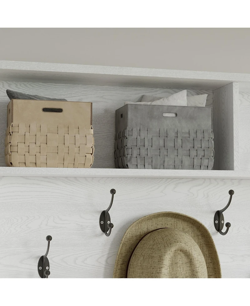 Homsee 39.4" Storage Bench with Seat - 3-in-1 Entryway Hall Tree| 7 Hooks and Shoe Cabinet