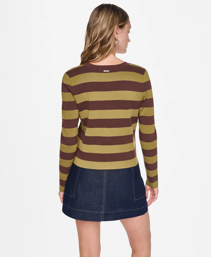 Dkny Jeans Women's Striped Cropped Cardigan Sweater
