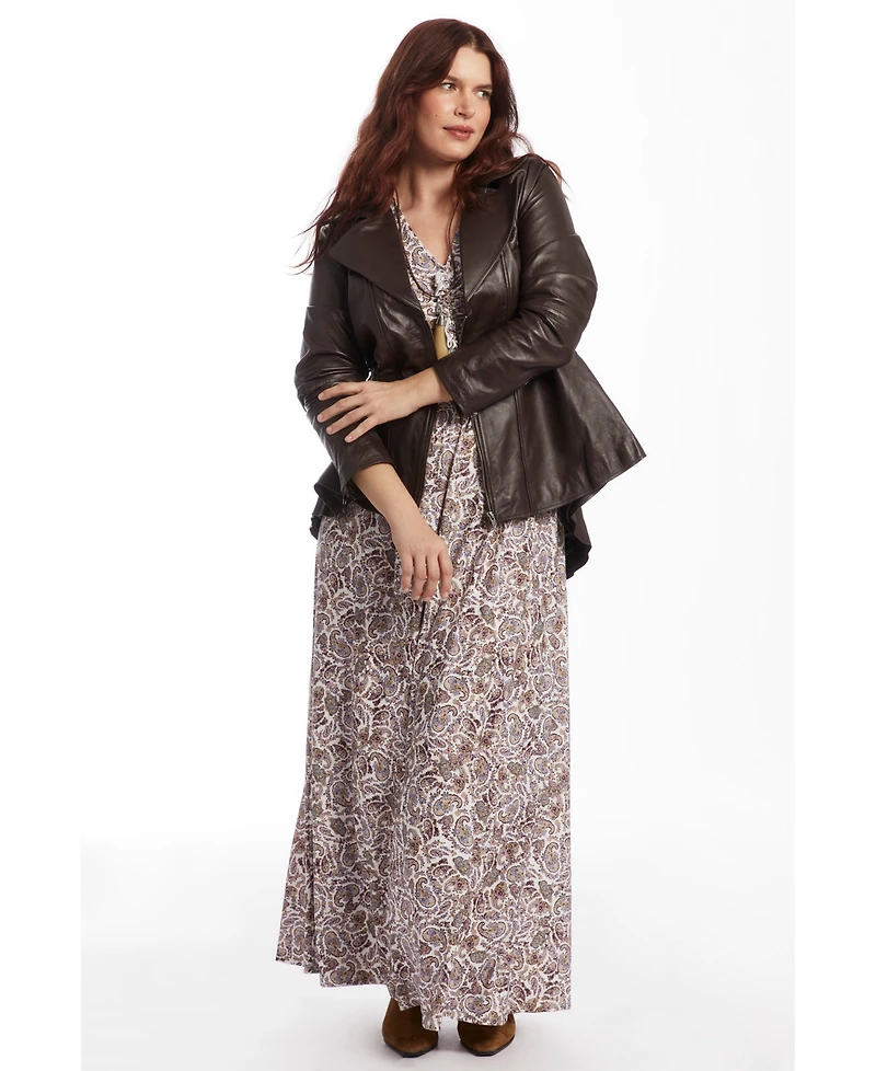 June + Vie Women's V Neck Midi Dress