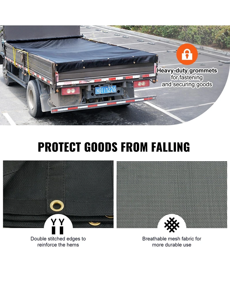 Vevor Dump Truck Tarp Mesh Tarp Pvc 18oz Double Pocket Trailer Shade