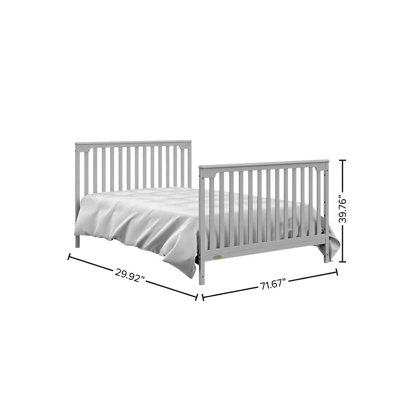 Graco Hadley 5-in-1 Convertible Crib and Changer with Drawer (Pebble Gray)
