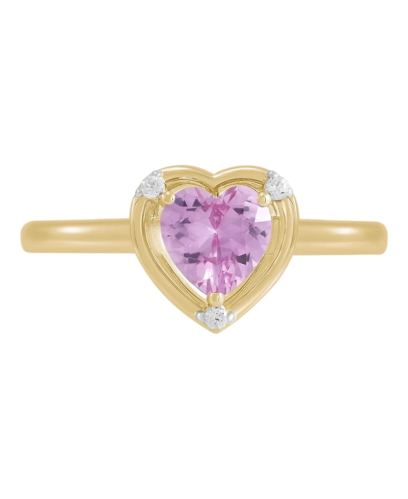 Macy's Lab-Grown Pink Sapphire (1 ct. t.w.) & Lab-Grown White Sapphire (1/20 ct. t.w.) Ring in 14k Yellow Gold-Plated Sterling Silver