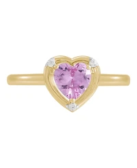 Macy's Lab-Grown Pink Sapphire (1 ct. t.w.) & Lab-Grown White Sapphire (1/20 ct. t.w.) Ring in 14k Yellow Gold-Plated Sterling Silver