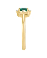 Macy's Lab-Grown Emerald (7/8 ct. t.w.) & Diamond (1/20 ct. t.w.) Ring in 14k Yellow Gold-Plated Sterling Silver