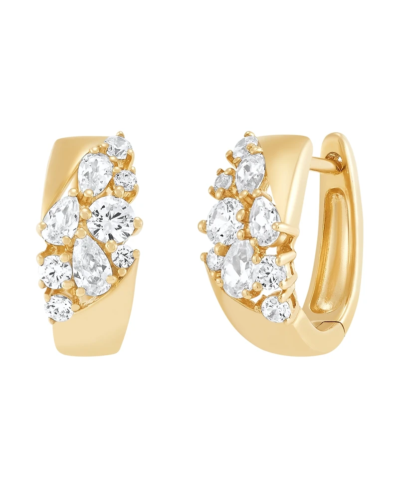 Macy's Lab-Grown White Sapphire (1-7/8 ct. t.w.) Hoop Earrings in 14k Yellow Gold-Plated Sterling Silver