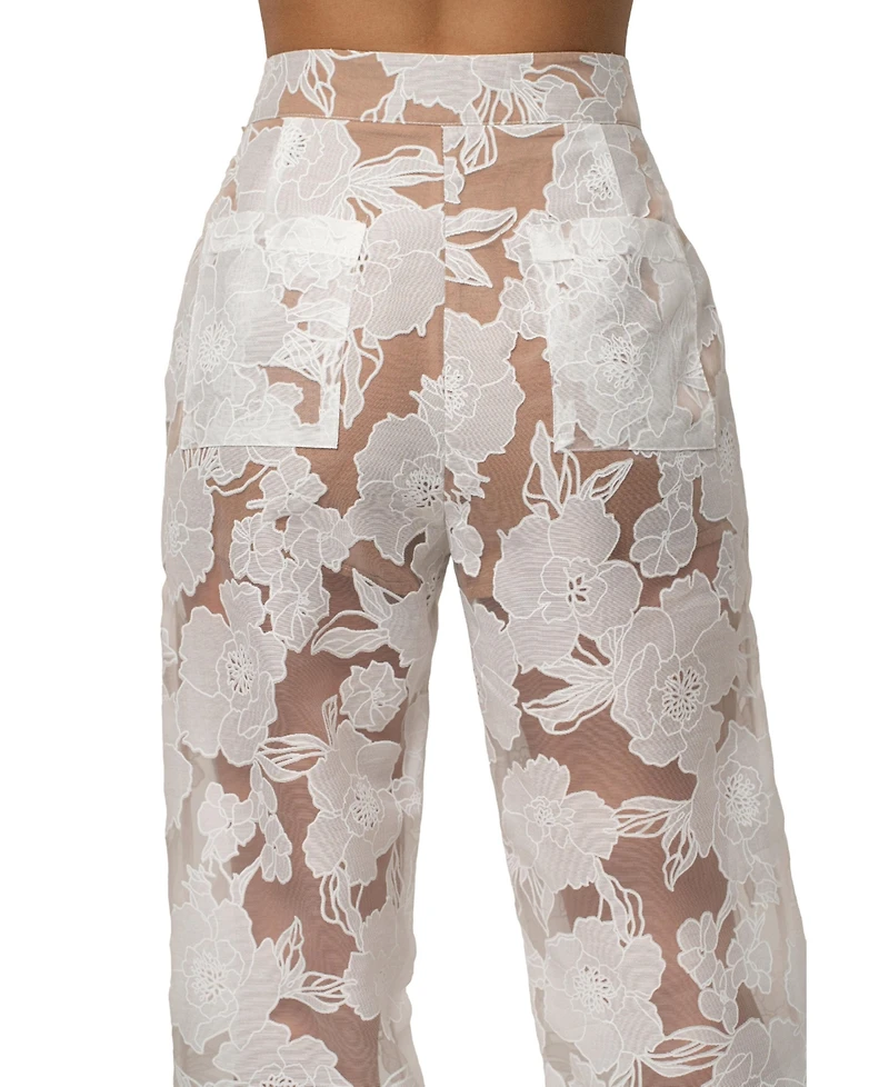 Jluxlabel Women's Organza Floral Pant
