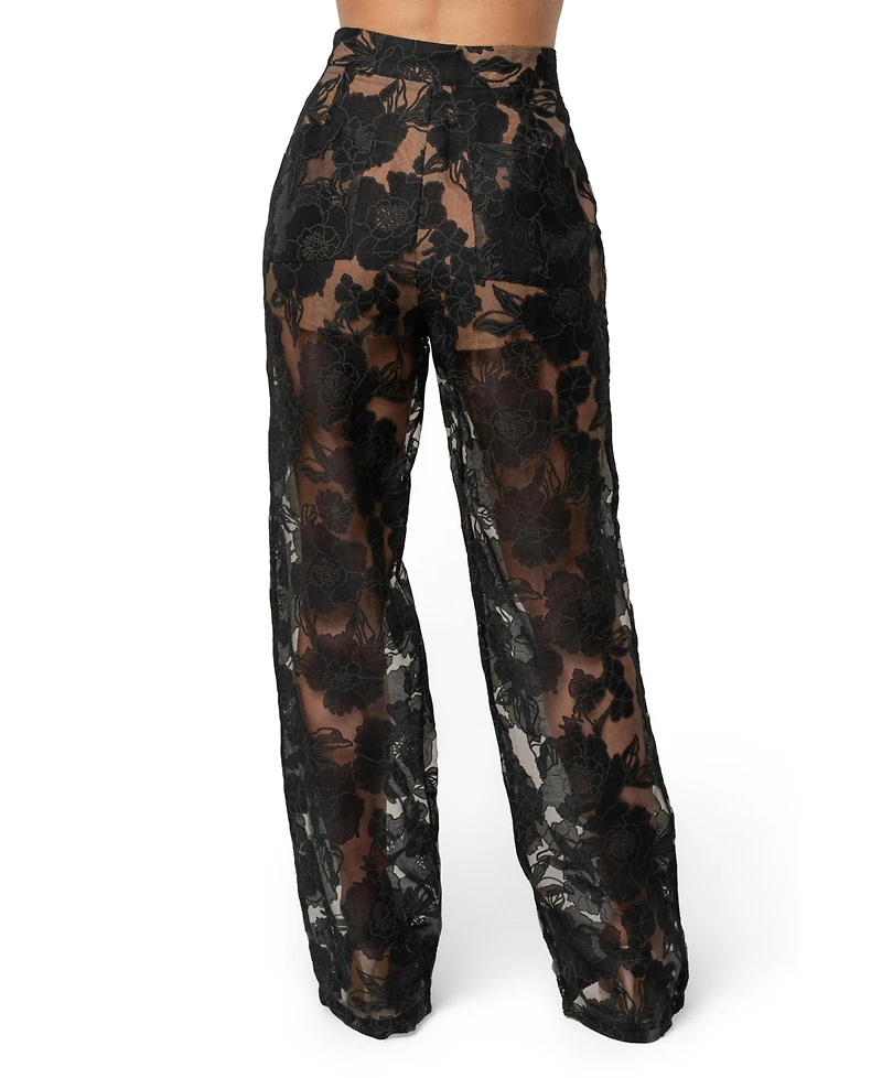 Jluxlabel Women's Organza Floral Pant