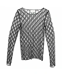 Pre-Owned Gucci Women's Gg Monogram Embroidered Tulle Top