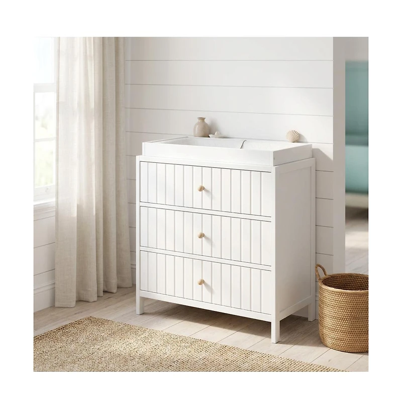 Graco Teddi 3 Drawer Chest with Changing Table Topper (White)
