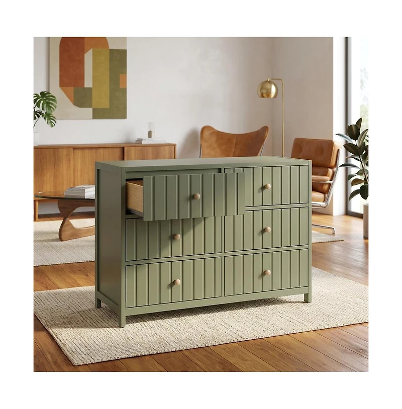 Graco Teddi 6 Drawer Double Dresser (Olive)
