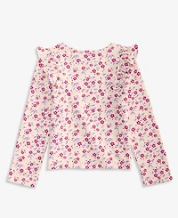 Epic Threads Toddler Girls' 2T-5T Floral-Print Long-Sleeve Ruffled Cotton-Blend Shirt, Macy's Exclusive