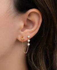 Girls Crew Crystal Lunar Link Double Stud Earrings
