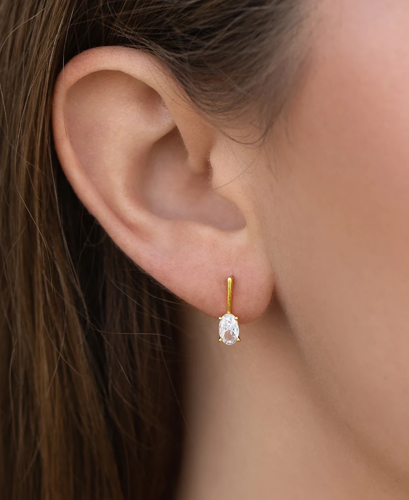 Girls Crew Crystal Cancun Oval Bar Stud Earrings