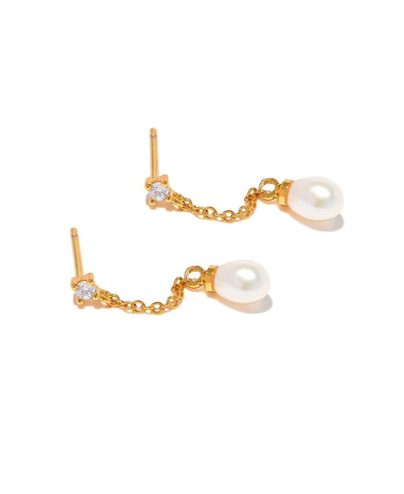 Girls Crew Crystal Falling for You Imitation Pearl Drop Earrings