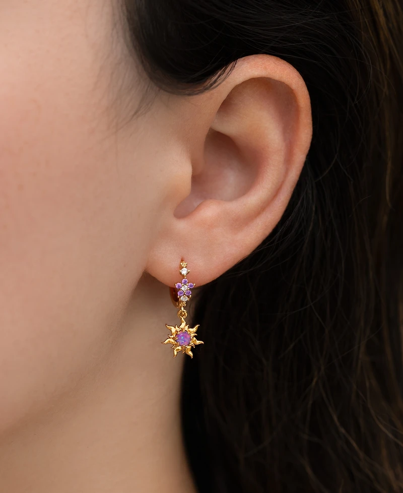 Girls Crew Crystal Disney Princess Tangled Corona's Crest Hoop Earrings