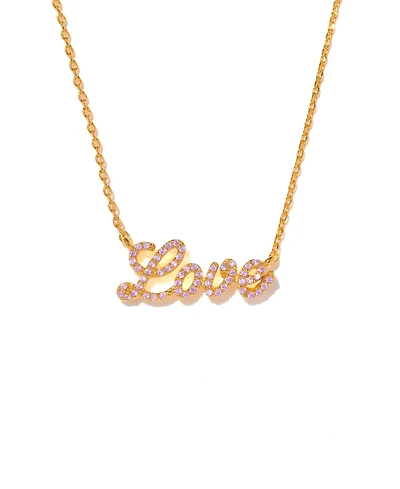Girls Crew Gold-Plated Crystal Love Script Necklace