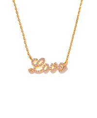 Girls Crew Gold-Plated Crystal Love Script Necklace