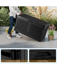 Slickblue 100 Gallon Outdoor Storage Bench Resin Deck Box with Lid