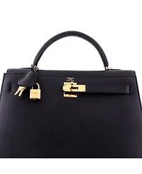 Pre-Owned HERMES Kelly 32 Handbag Black Epsom with Gold Hardware